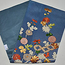 七宝つなぎに菊尽くし文開き名古屋帯　帯裏