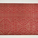 茜色格子文様浮かし織名古屋帯 前中心