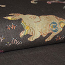 兎と草花コラージュ名古屋帯　質感・風合