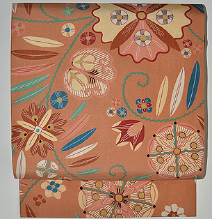 塩瀬更紗柄名古屋帯