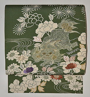 唐獅子牡丹塩瀬名古屋帯