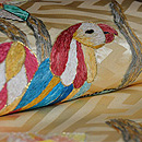 花喰い鳥リボン刺繍名古屋帯　質感・風合