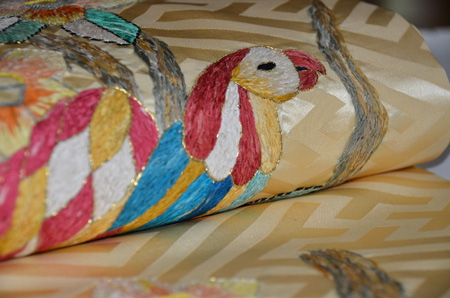 花喰い鳥リボン刺繍名古屋帯 - アンティーク着物の灯屋2