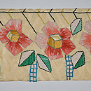 花喰い鳥リボン刺繍名古屋帯　前中心