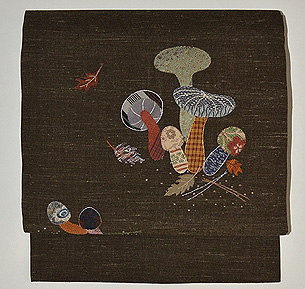 きのこコラージュ名古屋帯