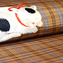 猫の刺繍名古屋帯　質感・風合