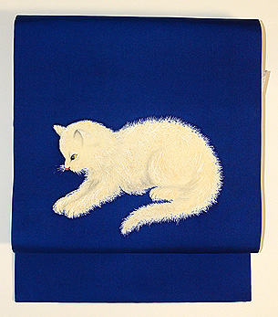 白い子猫の染名古屋帯