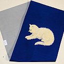 白い子猫の染名古屋帯　帯裏