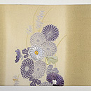 横段秋の花刺繍名古屋帯 前中心