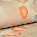 常盤色菊花に箔散らし文名古屋帯 質感・風合