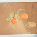 常盤色菊花に箔散らし文名古屋帯 前中心