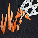 桜文様刺繍開き名古屋帯　前中心