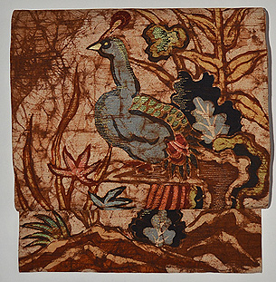 孔雀文様名古屋帯