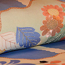 格子に春の花名古屋帯 質感・風合