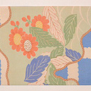 格子に春の花名古屋帯 前中心