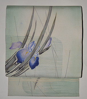 菖蒲の図絽縮緬名古屋帯