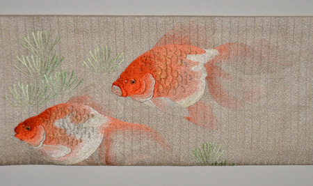 金魚刺繍夏帯 - アンティーク着物の灯屋2