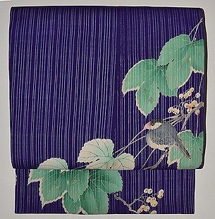 小鳥に山葡萄の名古屋帯