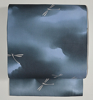 墨暈しに蜻蛉の図名古屋帯