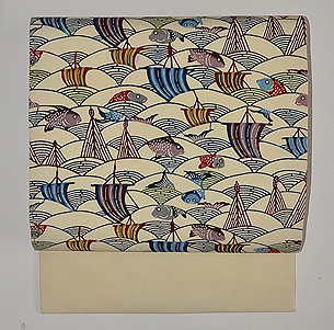 紅型魚文様白地名古屋帯