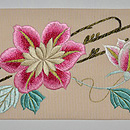 鉄線の花刺繍絽名古屋帯　前中心