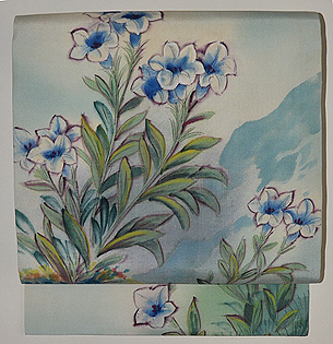 桔梗の図染め名古屋帯