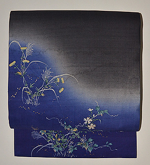 秋草の図名古屋帯