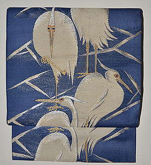 鷺の図名古屋帯