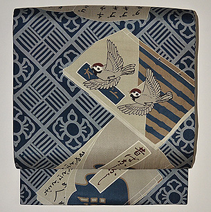 雀の昔話名古屋帯