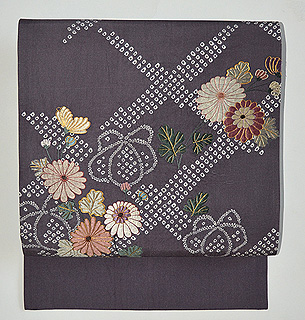 菊刺繍名古屋帯