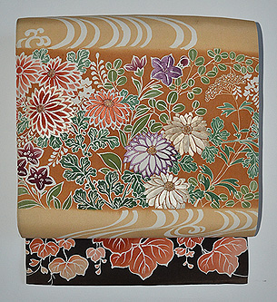 秋草の図刺繍名古屋帯