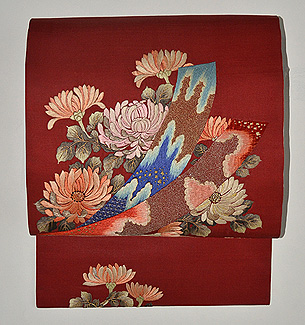 短冊に乱菊名古屋帯