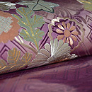 雲文ぼかしに菊紅葉開き名古屋帯 質感・風合