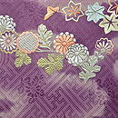 雲文ぼかしに菊紅葉開き名古屋帯 前中心