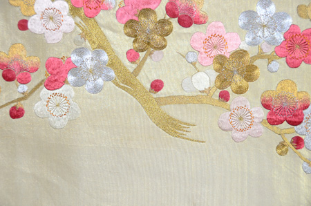 金駒梅刺繍袋帯