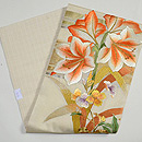 百合と諸喝采（ショカッサイ）の図開き名古屋帯 　帯裏