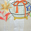 虫籠と秋草の刺繍袋帯 　前中心