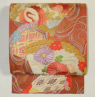 扇面に吉祥文様袋帯