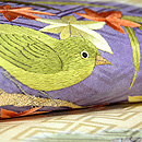 秋の花にメジロの図名古屋帯 　質感・風合