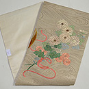 流水に束ね桜菊図開き名古屋帯 　帯裏