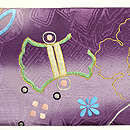 扇面に宝尽くしの名古屋帯 前中心