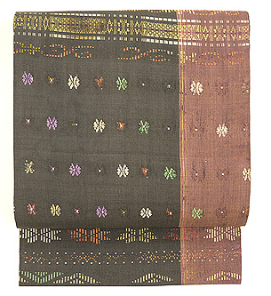 インドネシア蝶々模様紋織名古屋帯