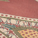 三角モチーフのインド更紗名古屋帯　質感・風合