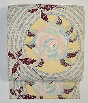 アールデコ薔薇と蝶文様名古屋帯