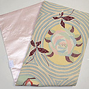 アールデコ薔薇と蝶文様名古屋帯　帯裏