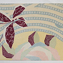 アールデコ薔薇と蝶文様名古屋帯　前中心