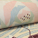 アールデコ薔薇と蝶文様名古屋帯　質感・風合