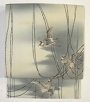 百舌鳥の図名古屋帯