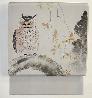 みみずくの図名古屋帯