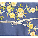 鳩と枝桜の図刺繍帯 前中心